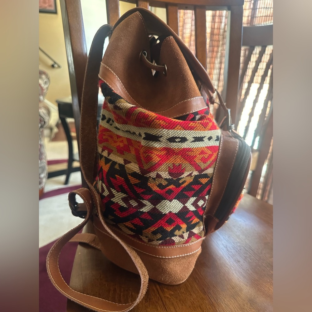 Verachi Southwestern Boho Backpack Aztec Print Suede Faux Leather Bag - Picture 3 of 11